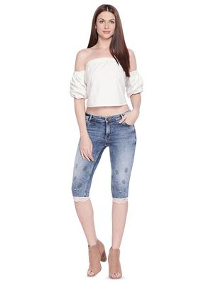 acid washed lace detail capri - 16729857 - Standard Image - 4