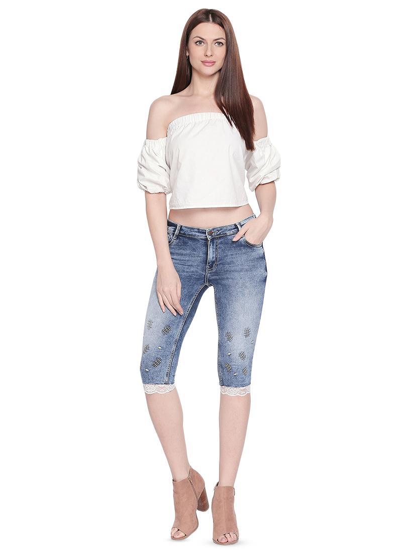 acid washed lace detail capri - 16729857 - Zoom Image - 4
