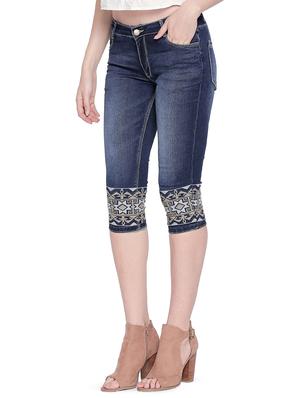 stone washed embroidered detail capri - 16729858 - Standard Image - 2