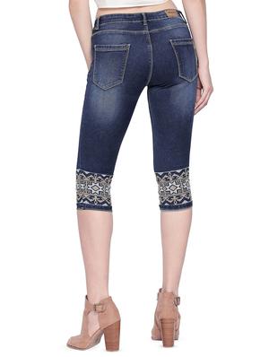 stone washed embroidered detail capri - 16729858 - Standard Image - 3