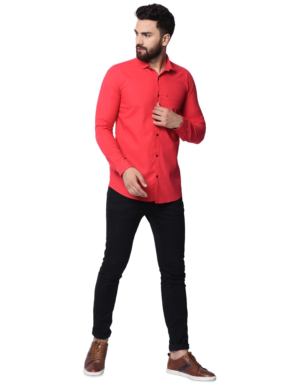 red solid casual shirt - 16730097 - Zoom Image - 4