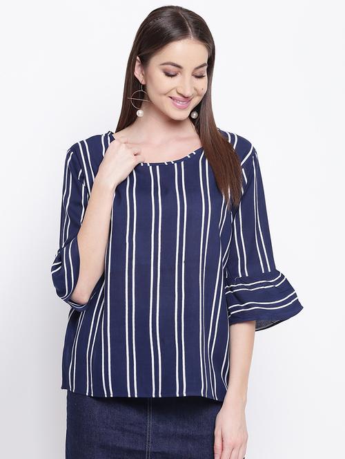 bell sleeved striped top - 16730479 - Very Small Image - 1
