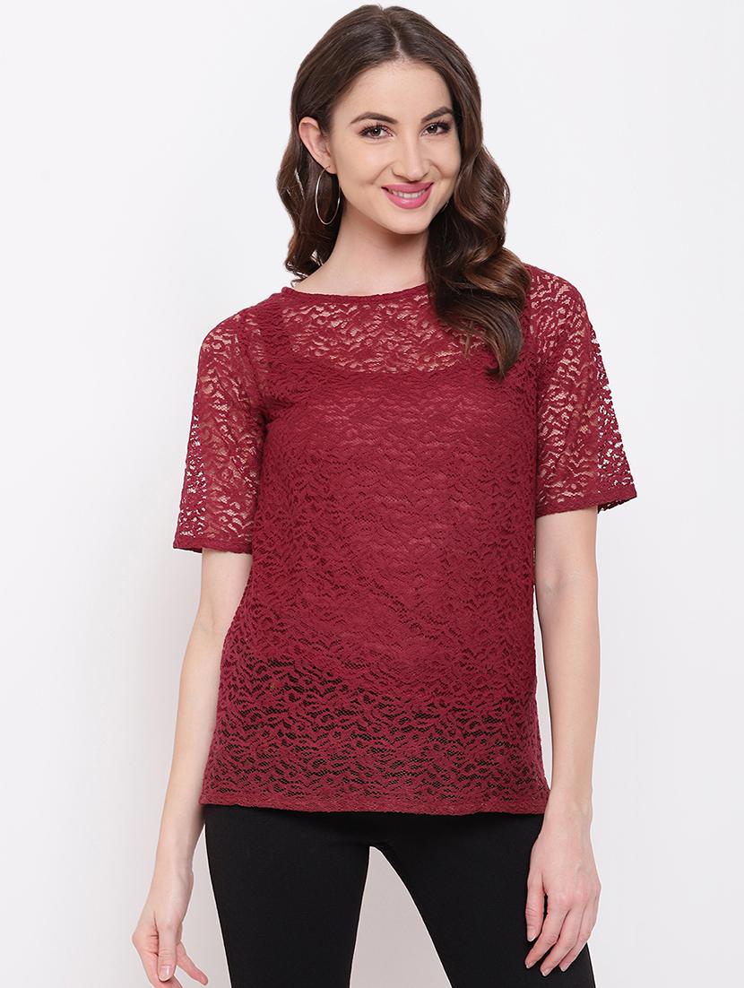 round neck laced top - 16730498 - Zoom Image - 1