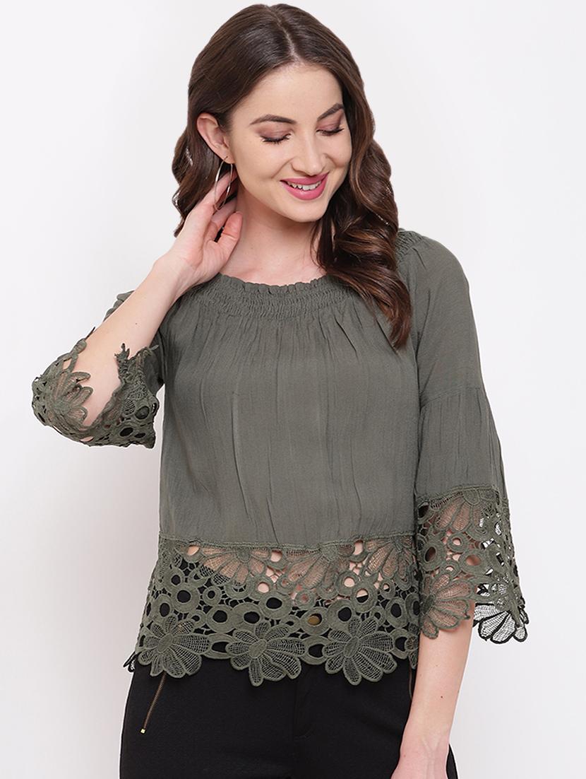 off shoulder lace detail top - 16730514 - Zoom Image - 1