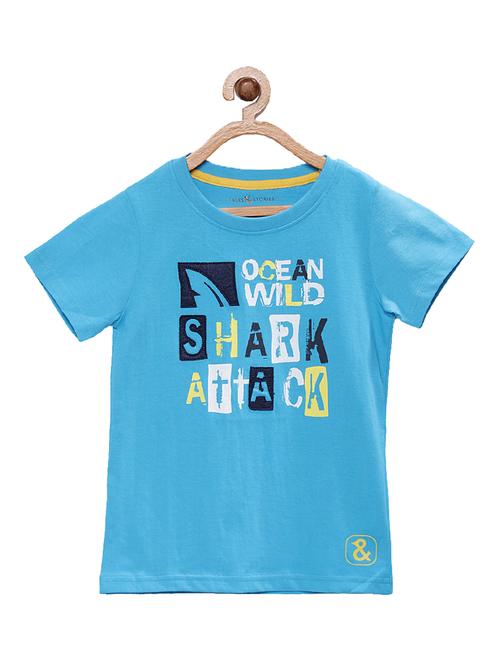blue cotton graphic print t-shirt - 16730558 - Standard Image - 1