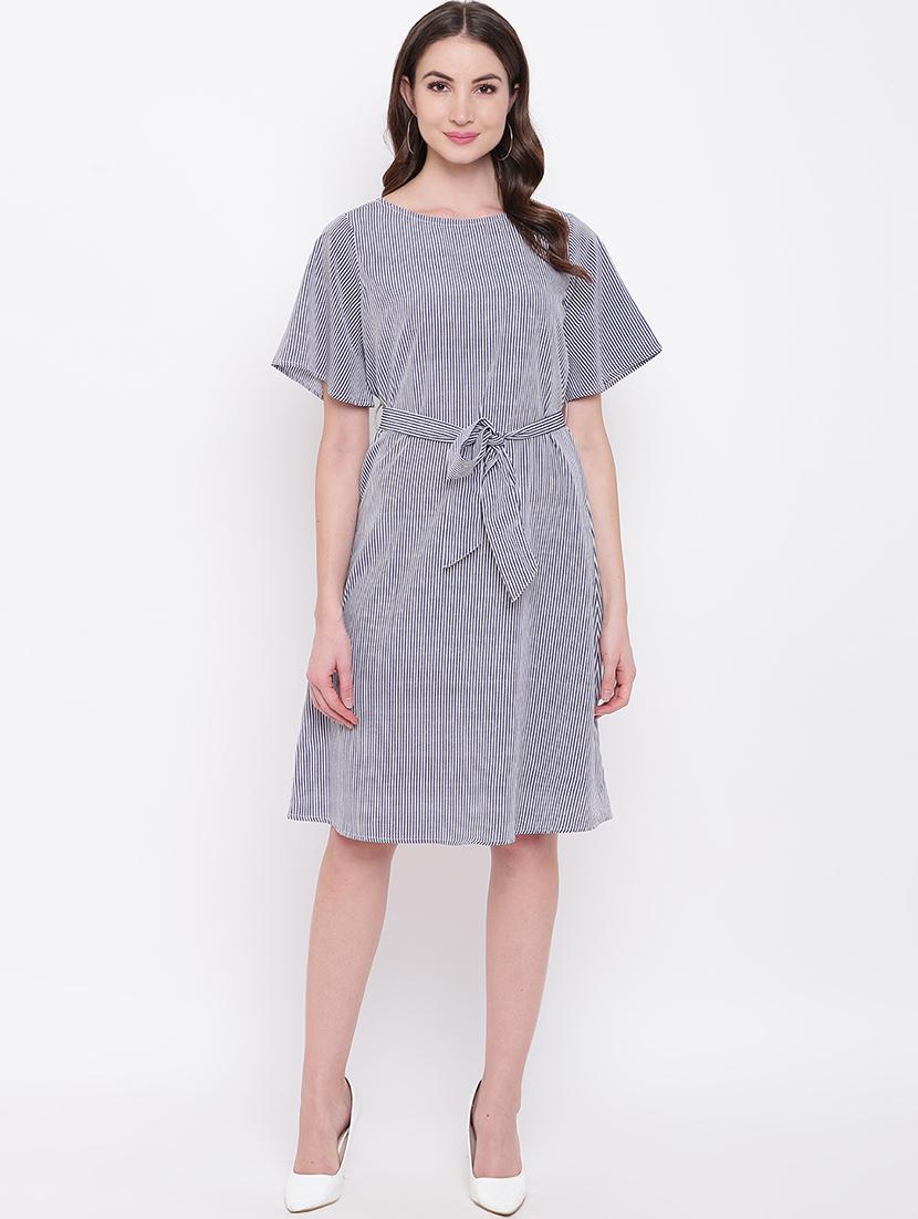 tie front striped a-line dress - 16730574 - Zoom Image - 1