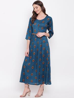 round neck floral belted maxi dress - 16730587 - Standard Image - 2