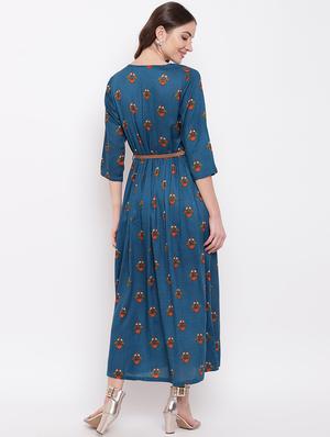 round neck floral belted maxi dress - 16730587 - Standard Image - 3