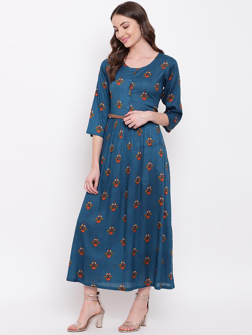 round neck floral belted maxi dress - 16730587 - Zoom Image - 2