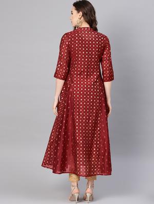 gold print anarkali kurta - 16730993 - Standard Image - 3