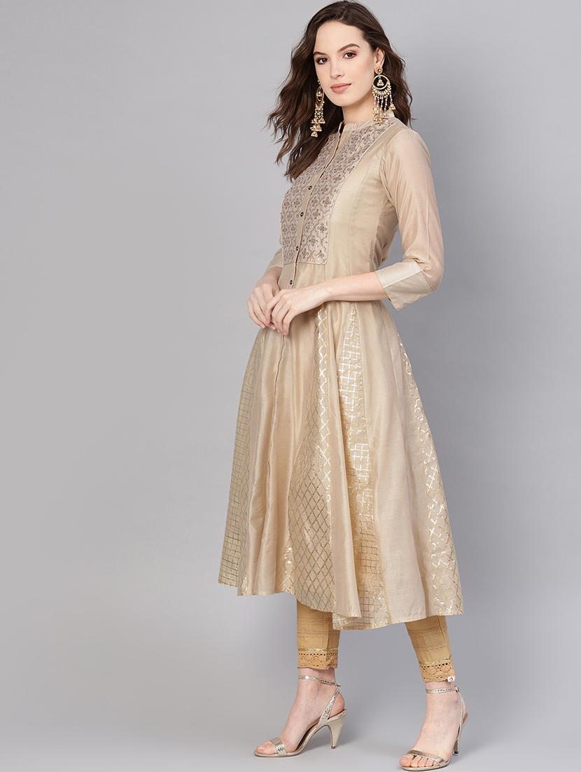 pastel chanderi anarkali kurta - 16730994 - Zoom Image - 2