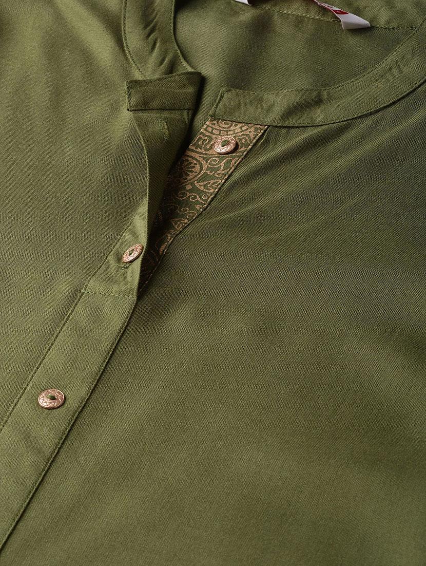 olive a-line kurta - 16730996 - Zoom Image - 4