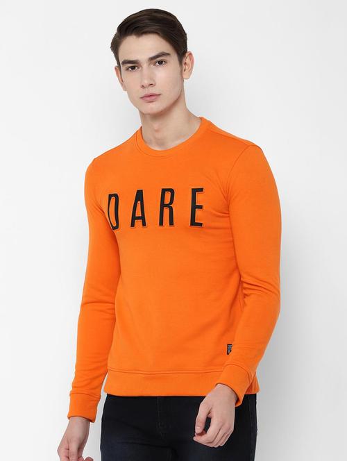 orange typographic chest print sweatshirt - 16732730 - Standard Image - 1