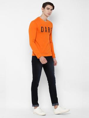 orange typographic chest print sweatshirt - 16732730 - Standard Image - 3