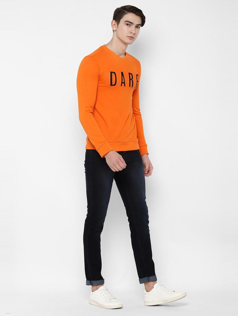 orange typographic chest print sweatshirt - 16732730 - Zoom Image - 3