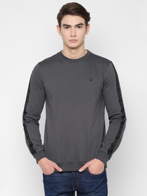 grey solid taped sweatshirt - 16732786 - Standard Image - 1