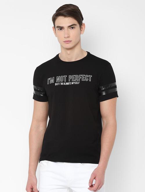 black typographic chest printed t-shirt - 16733493 - Standard Image - 1