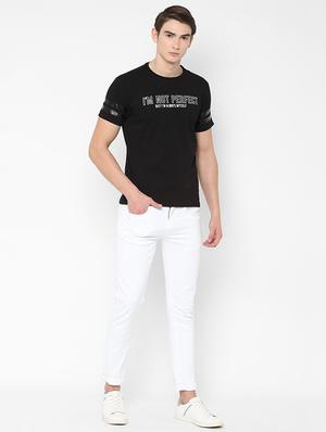 black typographic chest printed t-shirt - 16733493 - Standard Image - 3
