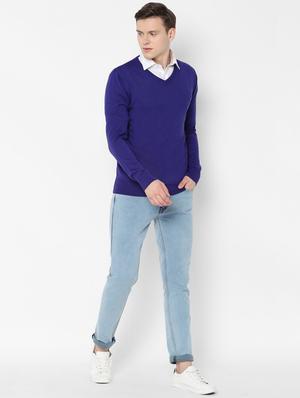 blue solid pullover - 16733591 - Standard Image - 3