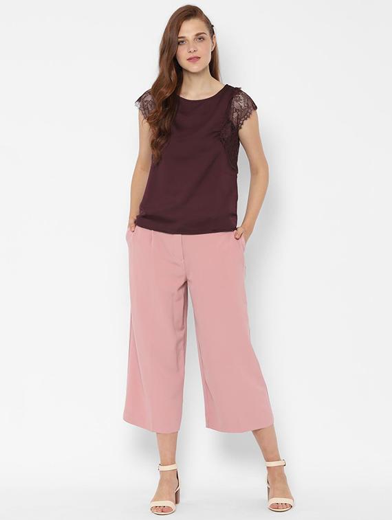 round neck lace detail top - 16733746 - Zoom Image - 3