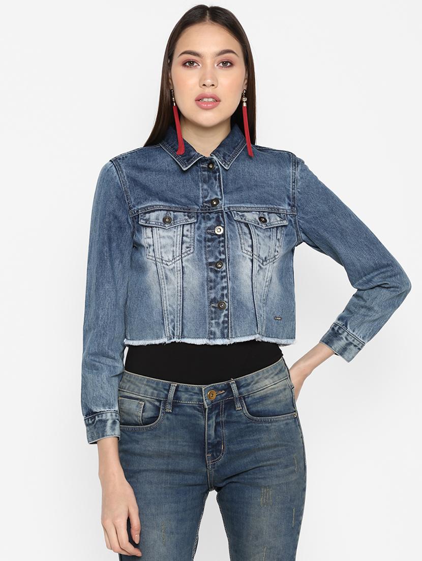 frayed hem denim jacket - 16734550 - Zoom Image - 1