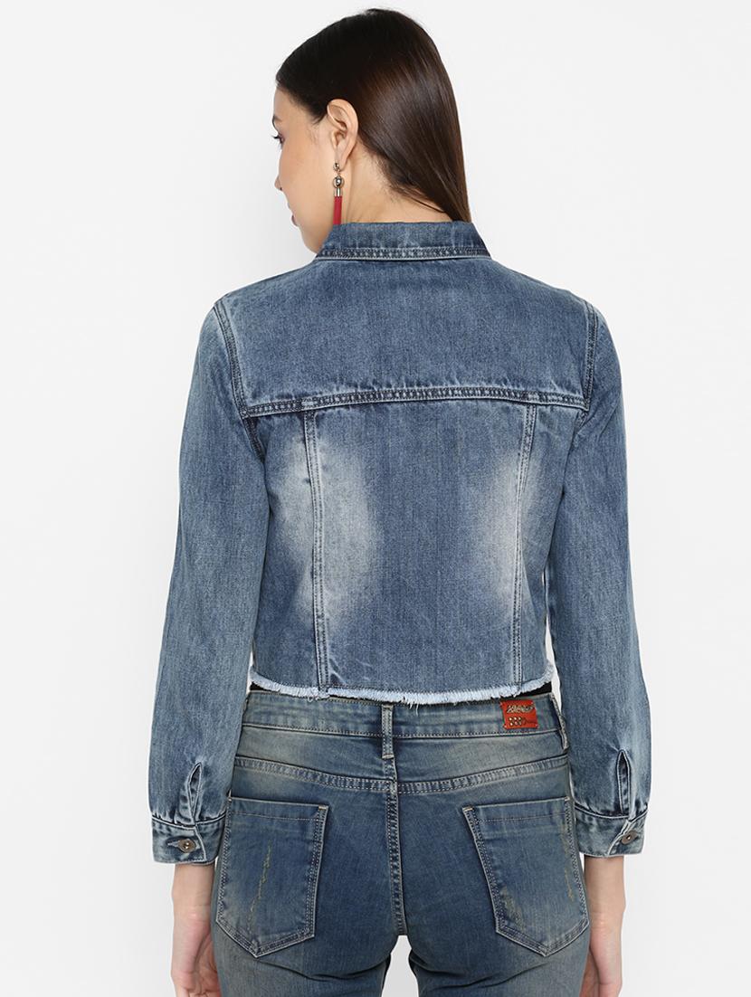 frayed hem denim jacket - 16734550 - Zoom Image - 3