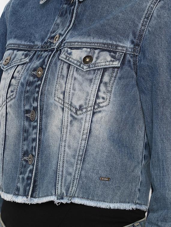 frayed hem denim jacket - 16734550 - Zoom Image - 5