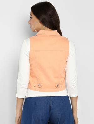 lapel neck denim jacket - 16734559 - Standard Image - 3