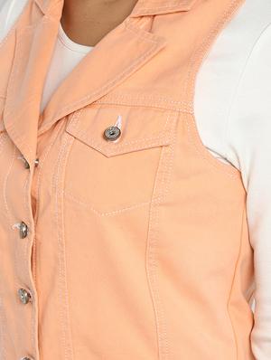 lapel neck denim jacket - 16734559 - Standard Image - 5