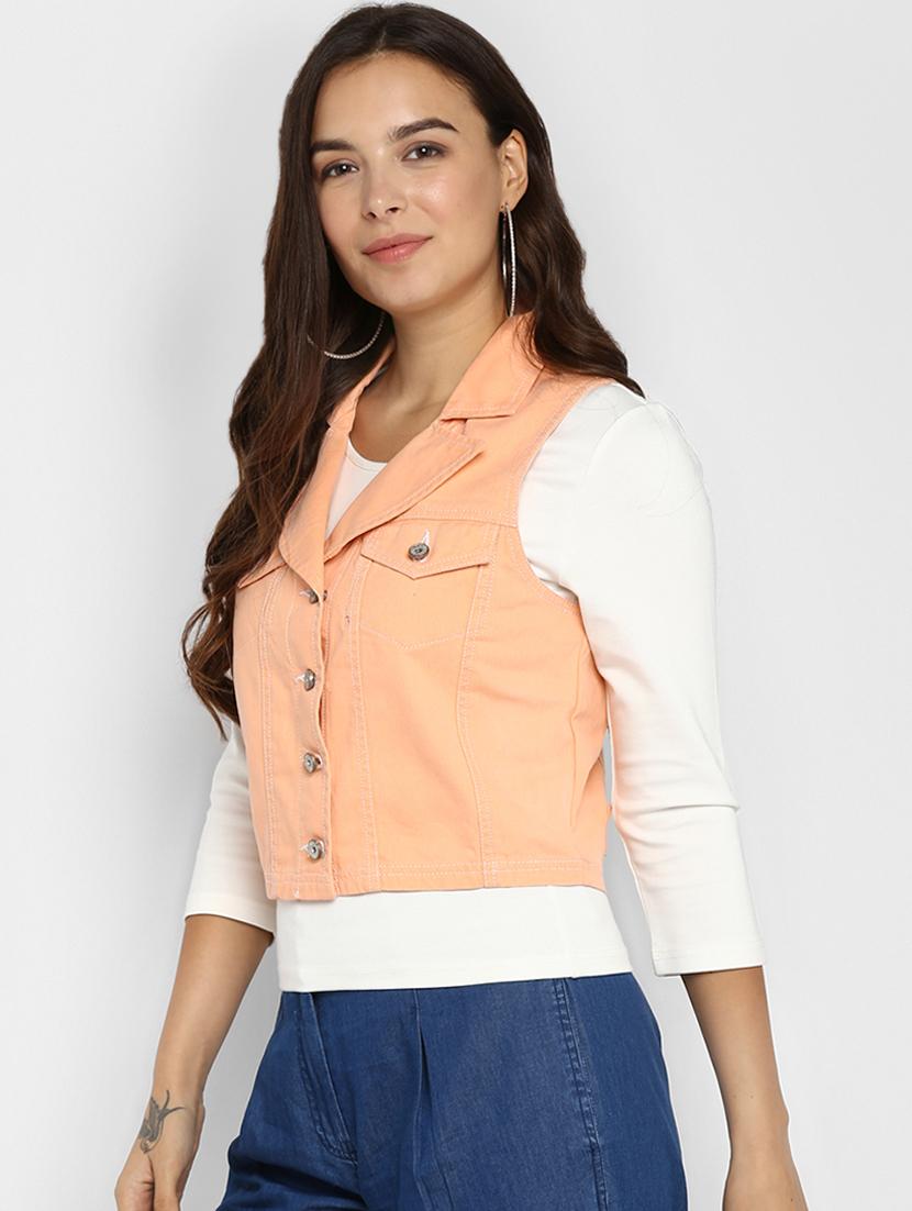 lapel neck denim jacket - 16734559 - Zoom Image - 2