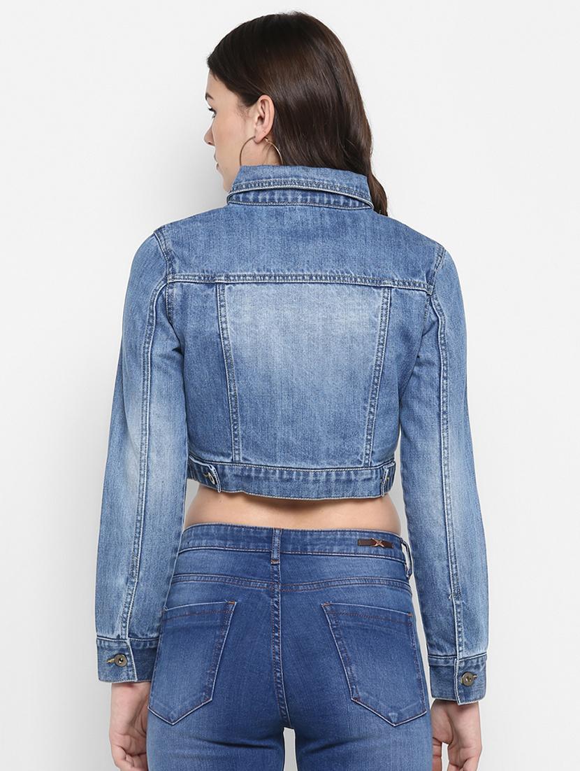 stone washed cropped denim jacket - 16734562 - Zoom Image - 3