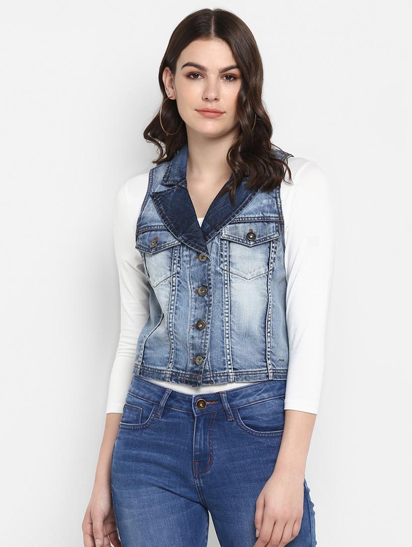 lapel neck denim jacket - 16734564 - Zoom Image - 1