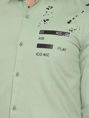 green printed casual shirt - 16734700 - Standard Image - 5