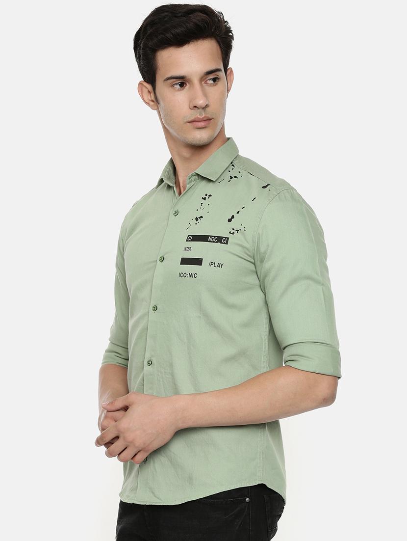 green printed casual shirt - 16734700 - Zoom Image - 2
