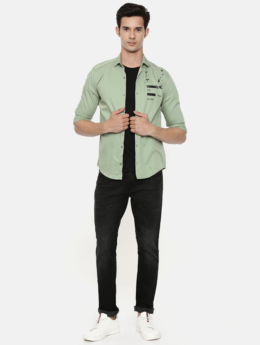 green printed casual shirt - 16734700 - Zoom Image - 4