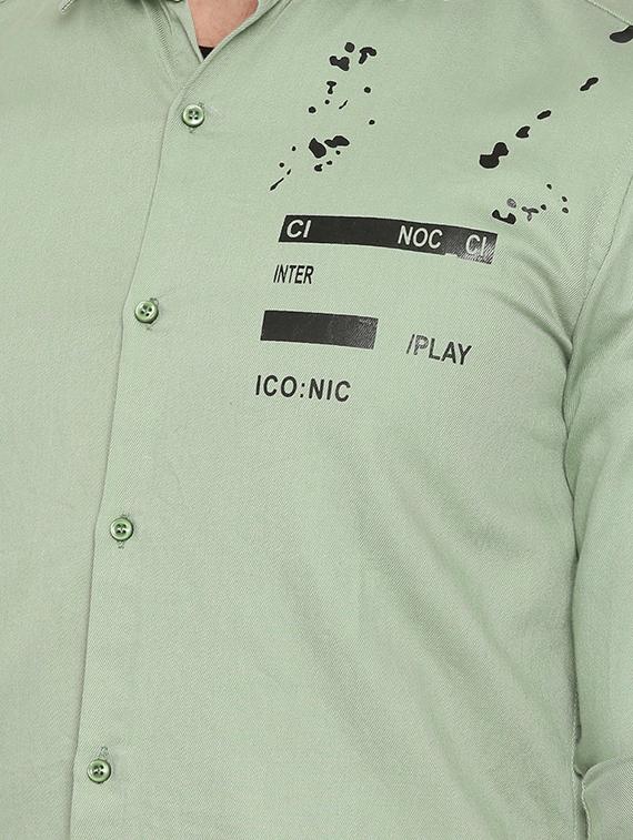 green printed casual shirt - 16734700 - Zoom Image - 5