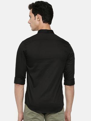 black solid casual shirt - 16734701 - Standard Image - 3