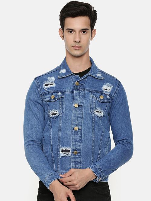 blue ripped denim jacket - 16734702 - Standard Image - 1