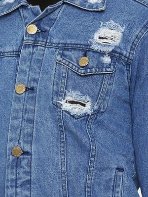 blue ripped denim jacket - 16734702 - Standard Image - 5