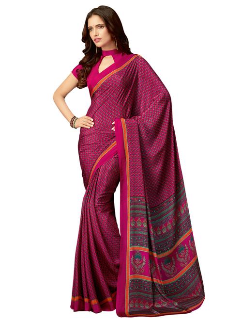 ethnic motif printed saree with blouse - 16734799 - Very Small Image - 1