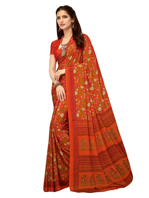 floral printed saree with blouse - 16734801 - Standard Image - 1