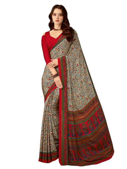 floral printed saree with blouse - 16734804 - Standard Image - 1