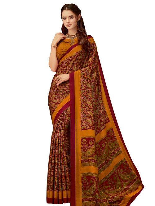 paisley printed saree with blouse - 16734828 - Standard Image - 1