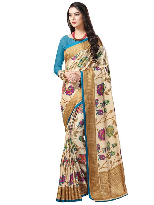 floral printed saree with blouse - 16734904 - Very Small Image - 1