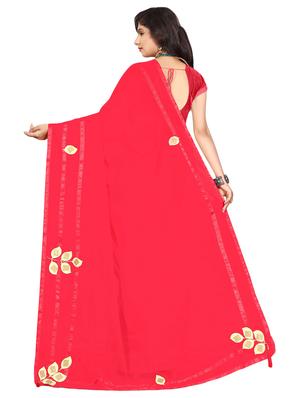 solid bordered saree with blouse - 16735182 - Standard Image - 2