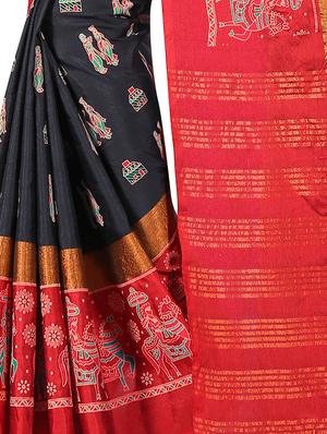 conversational woven saree with blouse - 16735184 - Standard Image - 3
