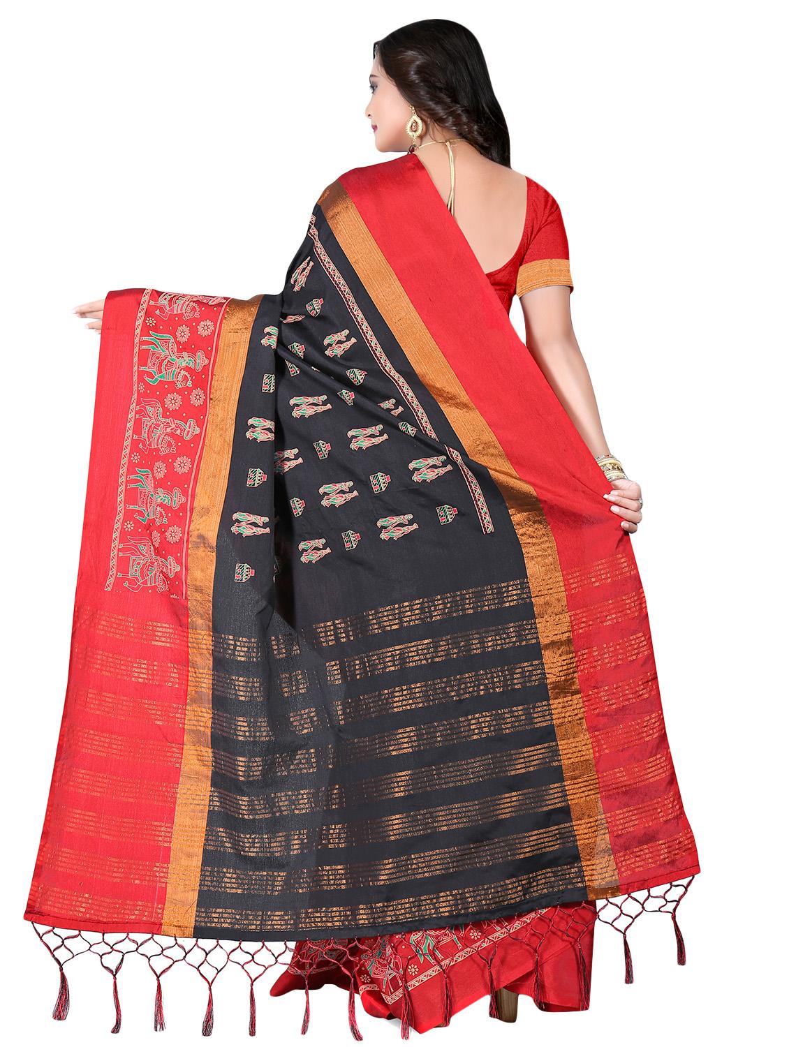 conversational woven saree with blouse - 16735184 - Zoom Image - 2