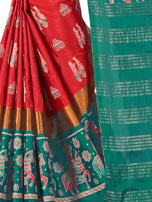 conversational woven saree with blouse - 16735186 - Standard Image - 3