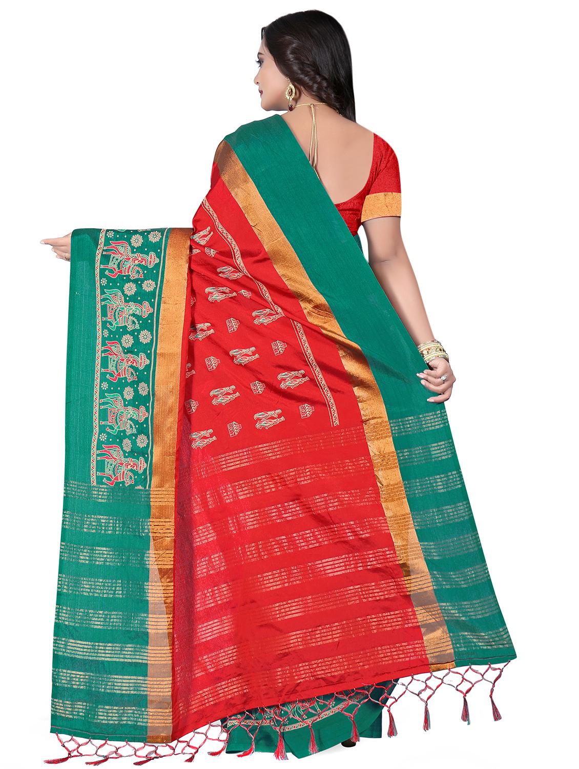 conversational woven saree with blouse - 16735186 - Zoom Image - 2