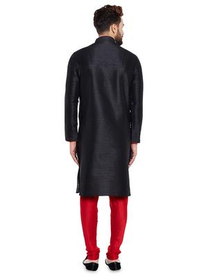 black solid kurta pyjama set - 16735231 - Standard Image - 3
